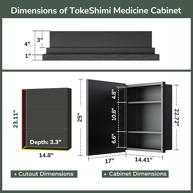 TokeShimi 17x25 Recessed Medicine Cabinet - Image 2