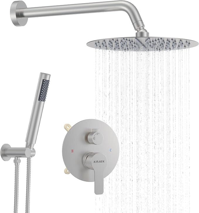KOJOX 10 Inch Brushed Nickel Shower System by KOJOXSANITARY