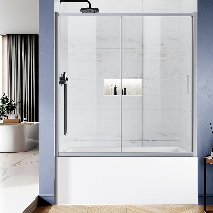 Bathtub Shower Glass Door 57"-59" W*60" H, Single Sliding Shower Doors by SHOWERBATHTUBDOORSDEVELOPER