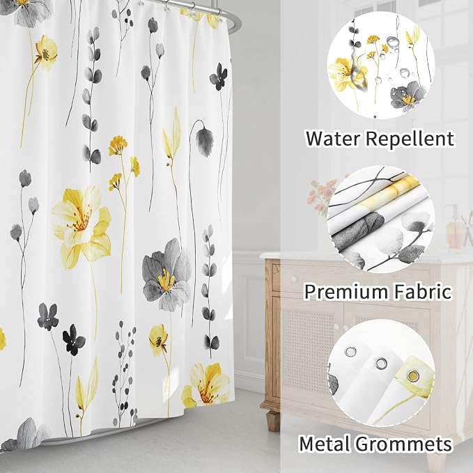 Gibelle Small Stall Shower Curtain 36 x 72, Narrow Half Watercolor Floral - Image 3