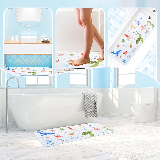 Baby Bath Mat for Tub Non Slip Kids Bathtub Mat Extra Long 40X16 Inch Toddler - Image 5