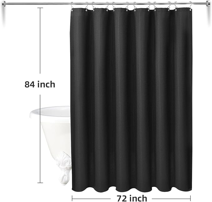LaCyan 3 in 1 Waterproof Waffle Weave Shower Curtain and Clear Liner Set - Image 6