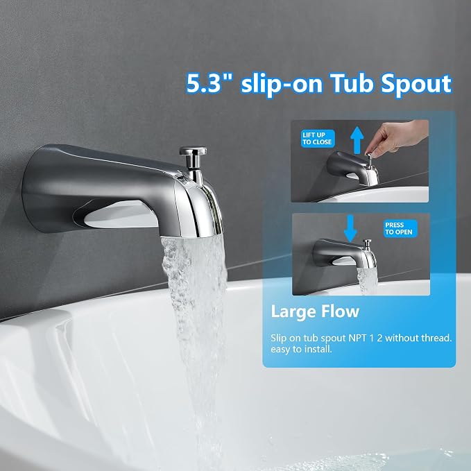 KINSE Tub shower faucet set, 5-Inchs bathtub faucet set, Single-Handle Shower - Image 4