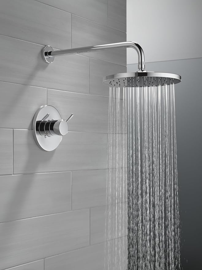 Delta Modern 14 Series Round Rain Shower Faucet Set, Chrome Shower Head and - Image 2