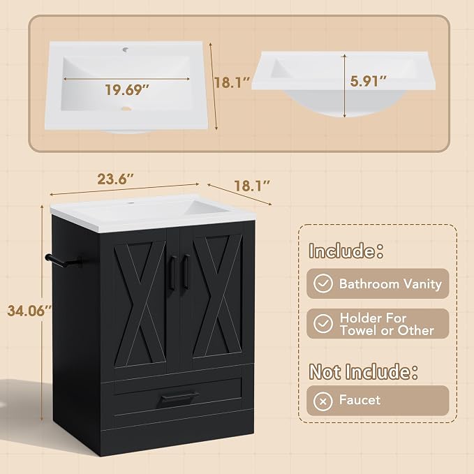 JUMMICO 24" Bathroom Vanity - Image 2