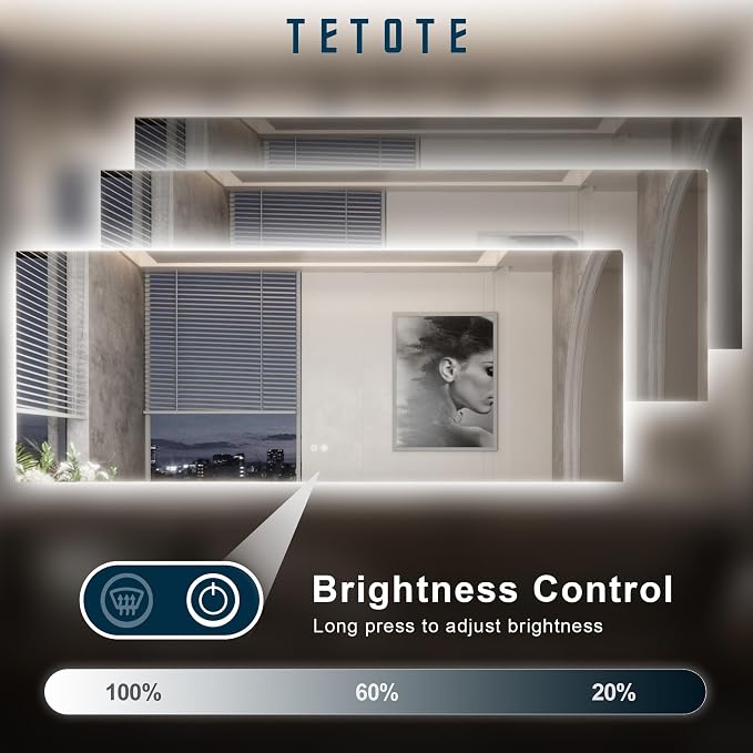 TETOTE 96 x 36 Inch LED Backlit Bathroom Mirror - Image 4