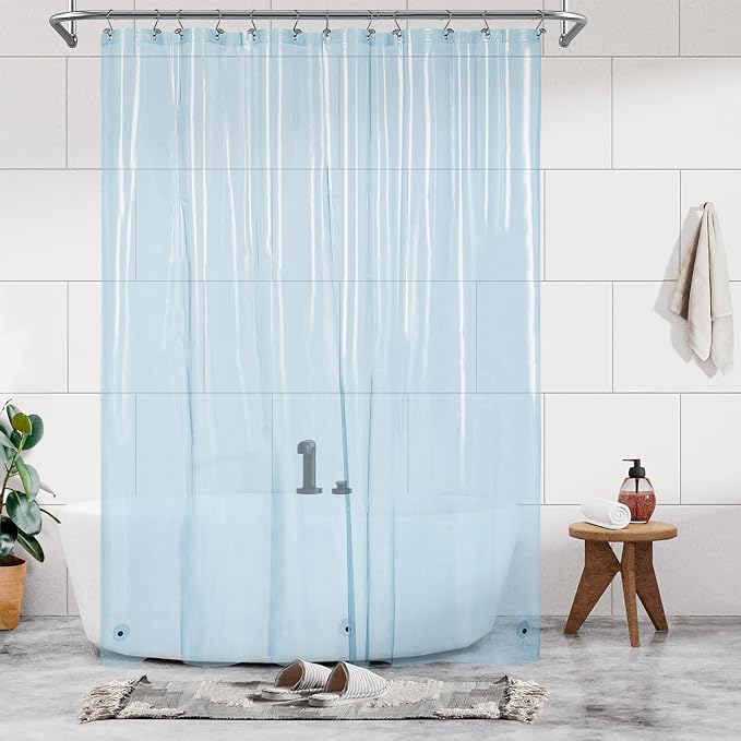 Barossa Design Extra Long Clear Blue Shower Curtain Liner by BarossaDesign
