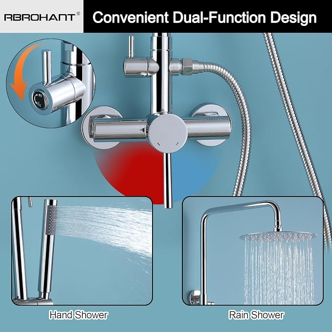 RBROHANT Outdoor Shower, Wall Mount Outdoor Shower Kit, Outside Shower Faucet - Image 4