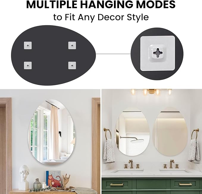 VASUHOME Drop Frameless Bathroom Mirror, 24 x 32 Inch Wall Vanity Mirror - Image 4