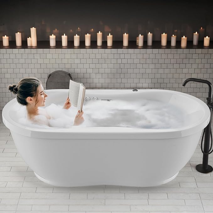 ANZZI Freestanding Tub 36" x 71", Whirlpool and Air Bath Tub in White, by ANZZI
