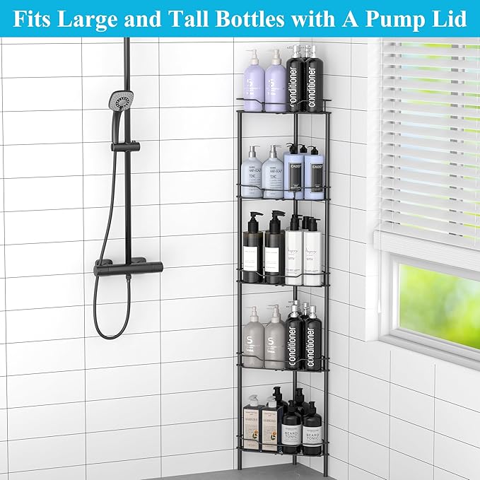5 Tier Floor Standing Corner Shower Caddy Organizer Shelf - Image 4