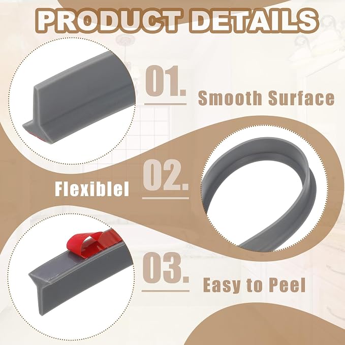 PATIKIL 118 Inch Collapsible Shower Threshold Water Dam Guard, Shower Stopper - Image 3