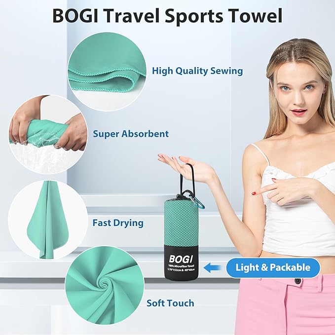 BOGI Microfiber Travel Sports Towel-Quick Dry Travel Towel, Soft Lightweight - Image 4