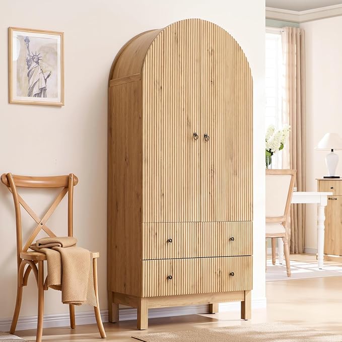 Fluted Arched Pantry Cabinet, Freestanding Morden Versatile Cupboard by IFGETEnrichYourLivingSpace