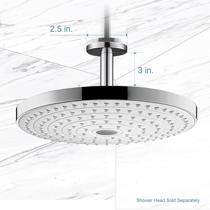 OFFO Shower Arm with Flange, 3 in Ceiling Mount Replacement Rain Shower Head - Image 5