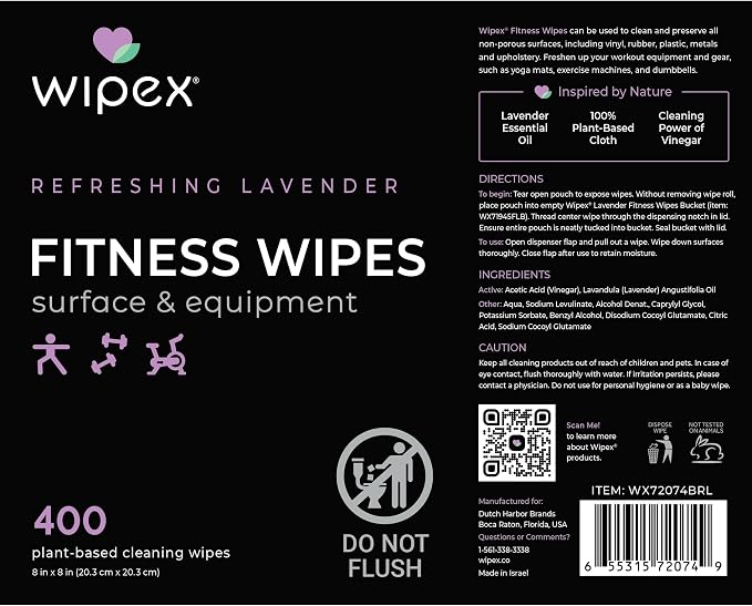 Wipex Gym Wipes Bucket Refill – Plant-based Fitness Equipment Wipes, Lavender - Image 6