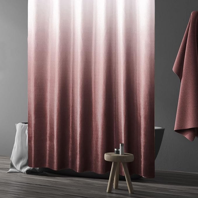 Gibelle Burgundy Fabric Shower Curtain, Ombre Shower Curtains - Image 2