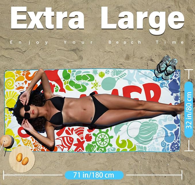 2 Pack Microfiber Lightweight Beach Towel Sand Free Quick Dry Absorbent Thin - Image 3