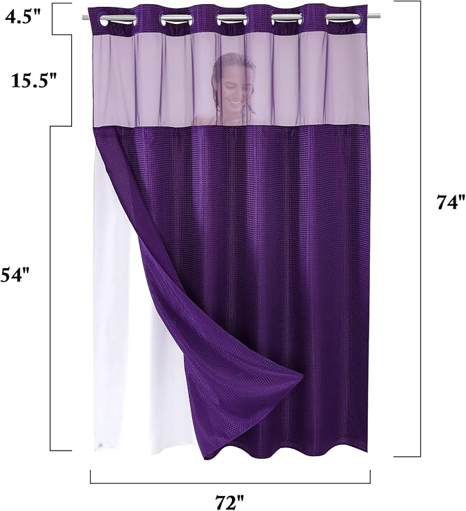 Gibelle No Hook Waffle Weave Shower Curtain - Image 7