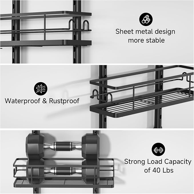 Shower Caddy Hanging Rustproof, 4 Tier Adjustable Hanging Shower Caddy Over - Image 6