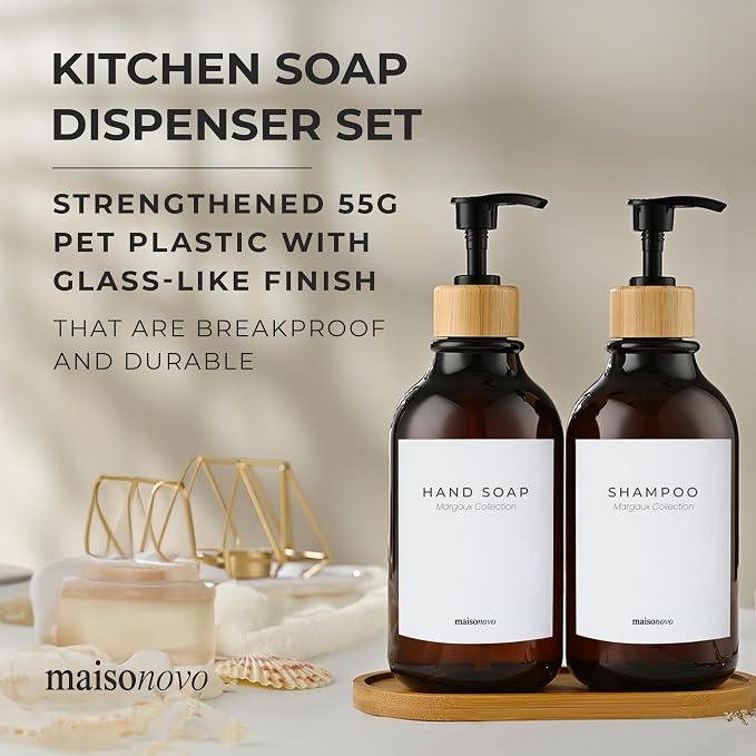 Maisonovo Plastic Soap Dispenser Set | Hand Soap and Dish Soap Dispenser Set | - Image 2