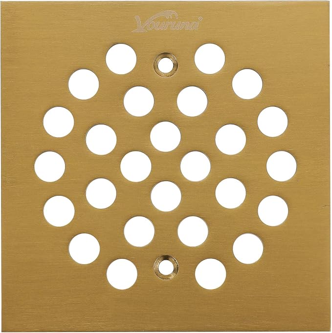 Square 4-1/4（4.25） inch （108mm*108mm） Screw-in Shower Floor Drain Grate Strainer by vouruna
