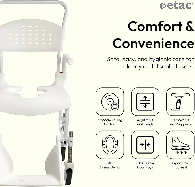 Etac Clean Rolling Shower Chair - Image 2
