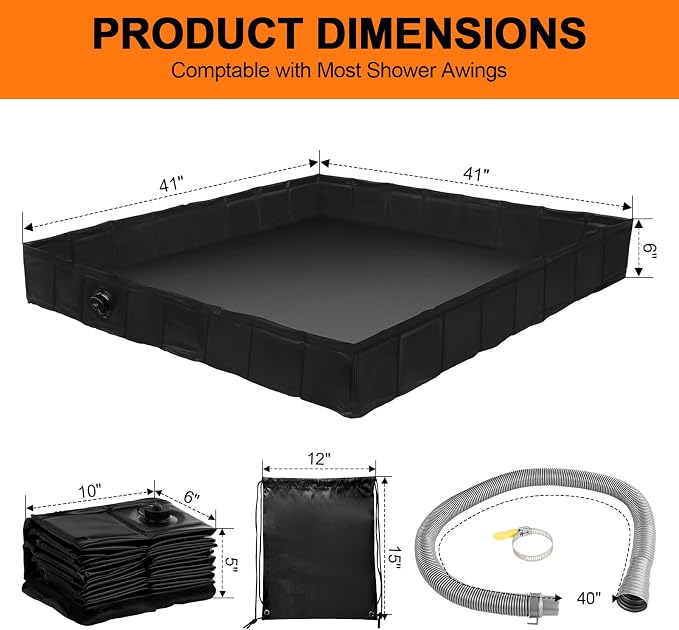 Portable Shower Base, Foldable Camping Shower Pan - Image 5