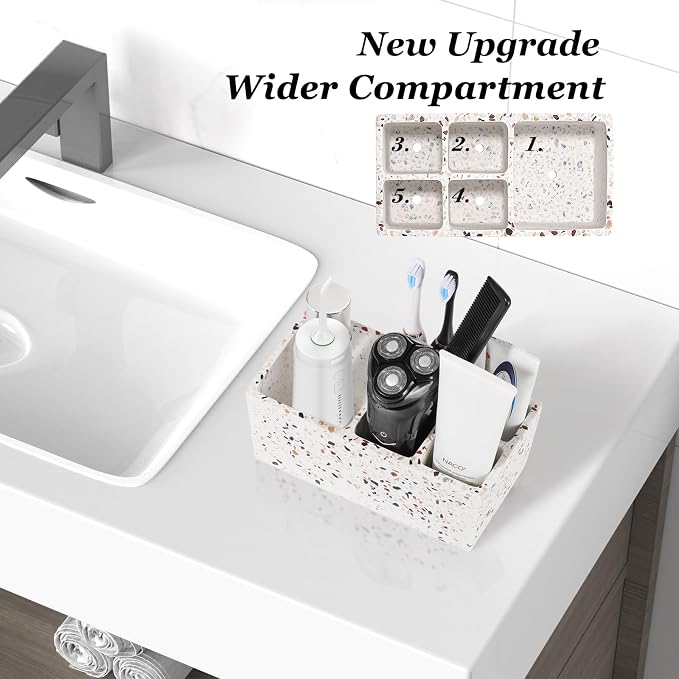 Luxspire Toothbrush Holder for Bathroom, 5 Slots Bathroom Counter Organizer - Image 2