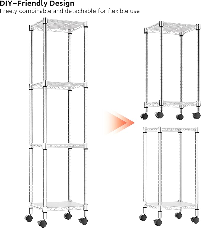 IZEUK 4 Tier Steel Storage Shelves, Adjustable Wire Shelving Unit - Image 4