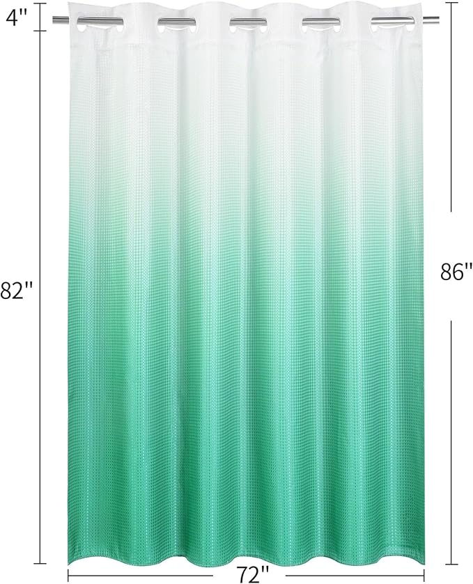 MitoVilla No Hooks Needed Turquoise Extra Long Shower Curtain Liner Set - Image 7