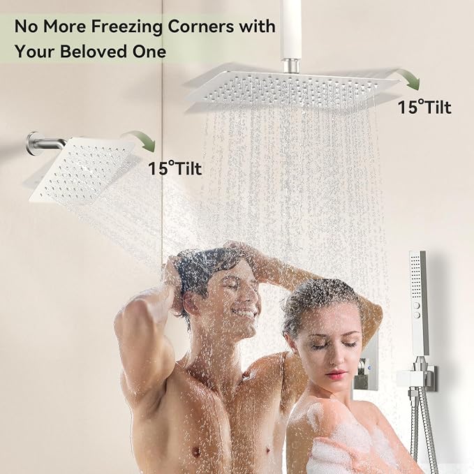 Shower Faucet Set Brushed Nickel Shower System, Bostingner Five Function - Image 3
