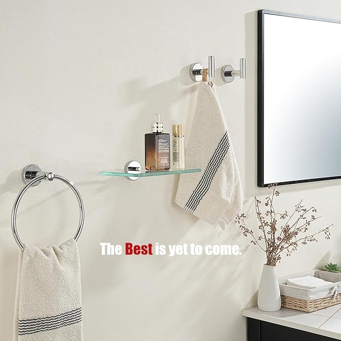 JQK Bathroom Glass Shelf Chrome, Tempered Glass Shower Storage 8 by 5 inches - Image 4