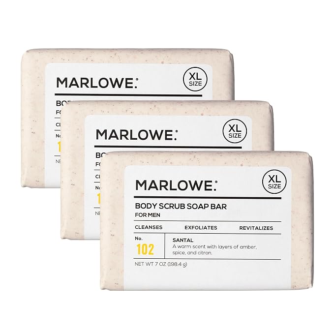 MARLOWE. No. 102 Body Scrub Soap 7 oz, Exfoliating Soap Bar by MARLOWE