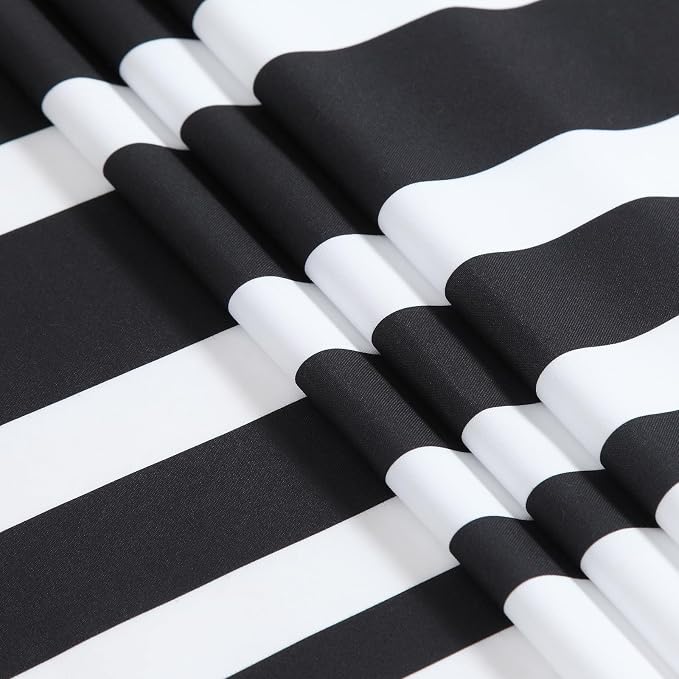 White and Black Striped Shower Curtain 72x78 Inches, Waterproof Fabric - Image 3
