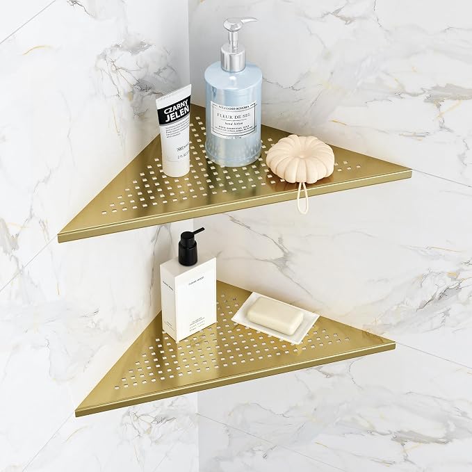 2 Pack Bathroom Corner Shelf, Recessed 12" Corner Shower Shelf, SUS304 by Qeke