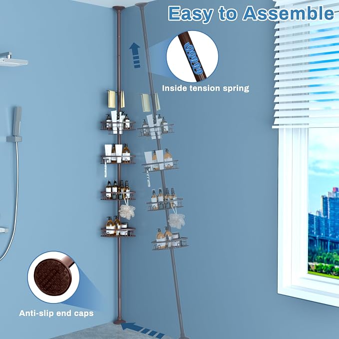 Rustproof Shower Corner Caddy Shelf - Image 7