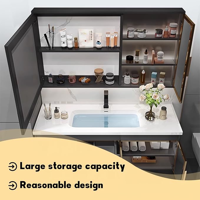 28" Bathroom Vanity with Sink, Floating Bathroom Cabinet Include Smart LED - Image 3