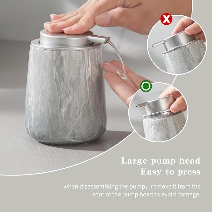 Enra Ceramic Hand Soap Dispenser, 12 oz Gray Lotion Dispenser Bathroom Liquid - Image 4