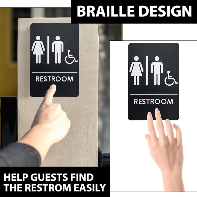 USA Made - Men's and Women's Restroom Signs ADA-Compliant Bathroom Door Signs - Image 6