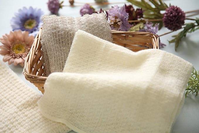 Exfoliating Washcloth Shower Back Scrubber, Natural Loofah - Image 4