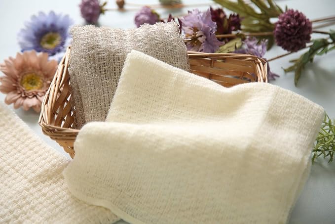 Exfoliating Washcloth Shower Back Scrubber, Natural Loofah - Image 4