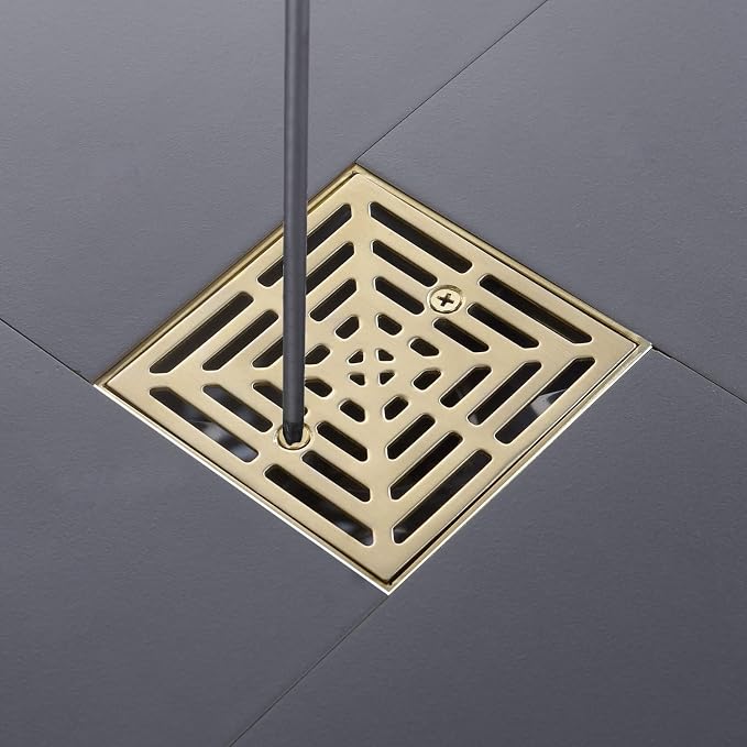 4-1/4 Inch Brushed Gold Shower Drain Square, Base - Image 5