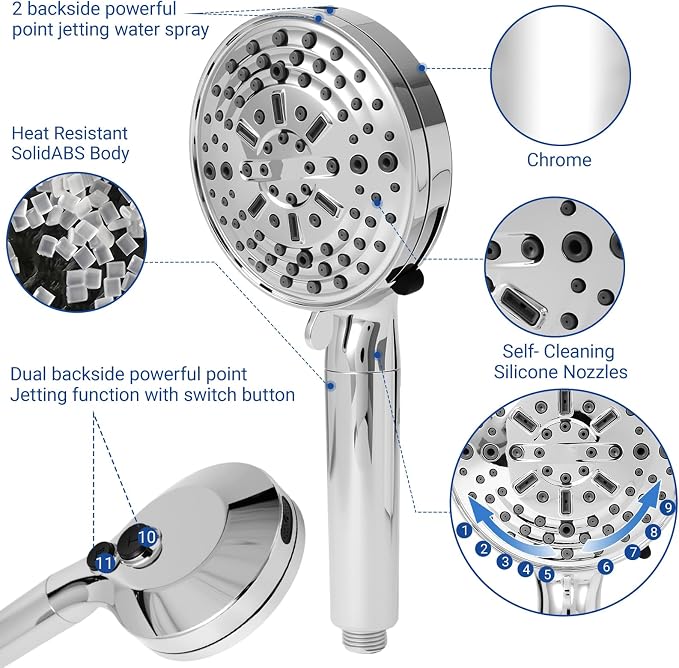 Filtered Shower Head with Handheld, adjustable water flow size, equipped with - Image 5