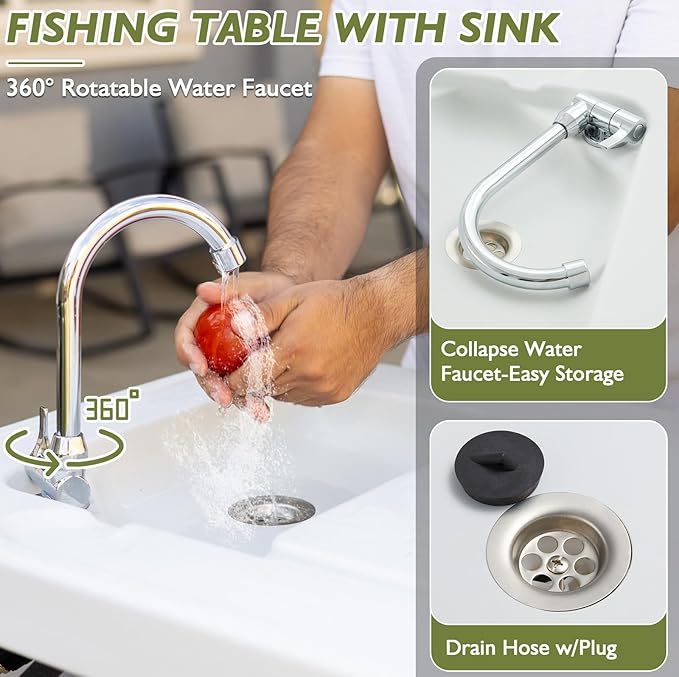 Folding Fish Cleaning Table Portable Camping Sink Table - Image 6