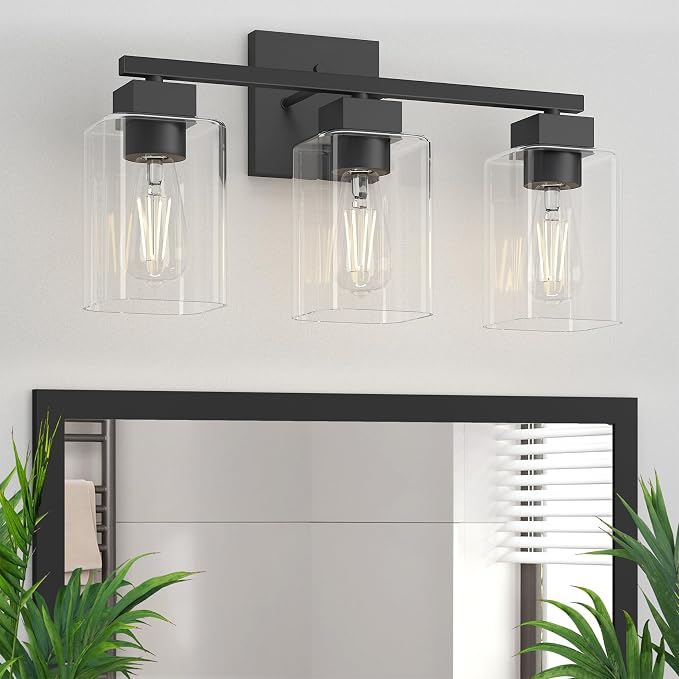 Espird Matte Black Bathroom Vanity Light, 3-Light Vanity Lighting fixtures Over by Espird