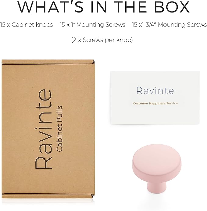 Ravinte 15 Pack Drawer Pulls 1-1/4 Inch Pink Kitchen Cabinet Knobs Solid Round - Image 7