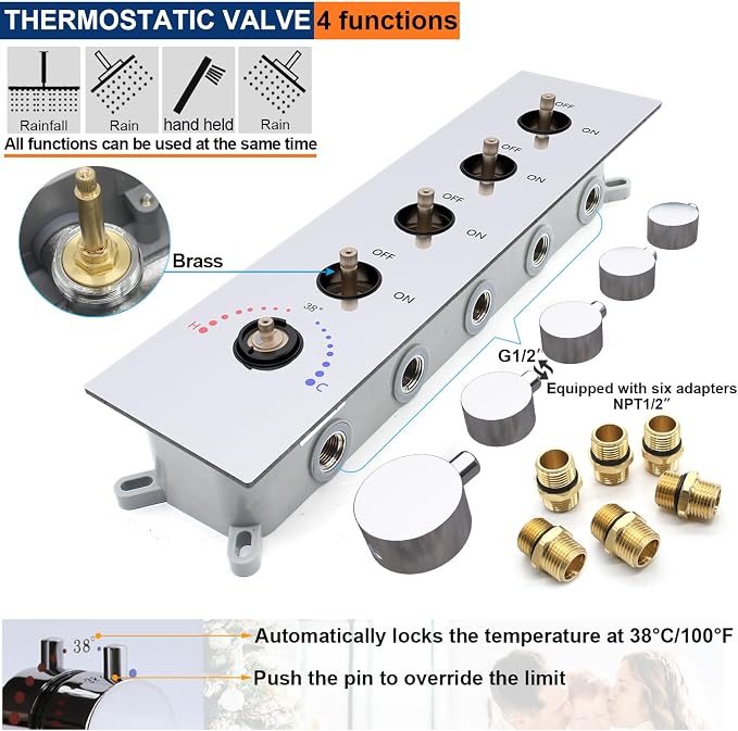 Thermostatic Shower System three Shower Heads - Image 5