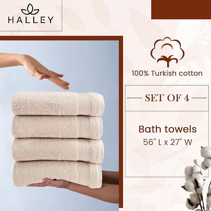 HALLEY Turkish Cotton Towels Bath Towels Super Soft Highly Absorbent 100% - Image 2