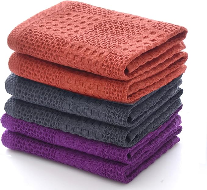 Waffle Weave Cotton Washing Cloth Ultra Soft and Absorbent Washcloths by FUNTALE